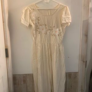 long embroidered cotton vintage dress